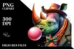 Colorful Rhino with Chewing Gum | Clipart Product Image 3