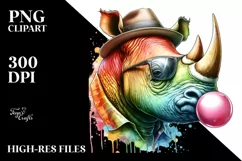 Colorful Rhino with Chewing Gum | Clipart Product Image 3