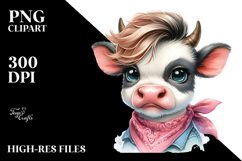 Cute Baby Cow Watercolor PNG Product Image 2