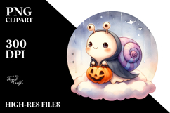 Washed Watercolor Baby Snail for Halloween PNG Product Image 2