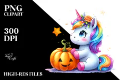 Cute Baby Unicorn Pumpin Drawing |Sublimation |Clipart Product Image 2