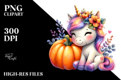Cute Baby Unicorn Pumpin Drawing |Sublimation |Clipart Product Image 2