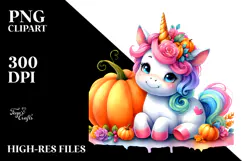 Cute Baby Unicorn Pumpin Drawing |Sublimation |Clipart Product Image 2