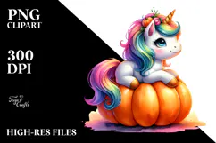Cute Baby Unicorn Pumpin Drawing |Sublimation |Clipart Product Image 2