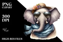 Detailed Elephant Portrait Silk Scarf Sunglasses | Clipart Product Image 3