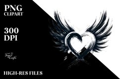 Simple Paintbrush Style Heart with Wings Product Image 2