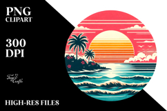 Retro Tropical Island Sunset, Transparent PNG Product Image 2