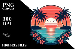 Retro Tropical Island Sunset, 20 oz Tumbler Product Image 2