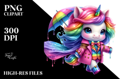 Cute Baby Unicorn with Floral Wreath PNG Product Image 2