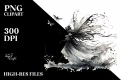 Washed Watercolor Gothic Fairy Running, Transparent PNG Product Image 1