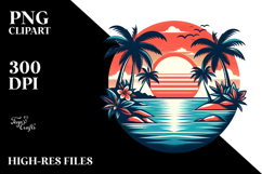 Retro Tropical Island Sunset, Transparent PNG Product Image 2