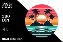 Retro Tropical Island Sunset, 20 oz Tumbler Product Image 2