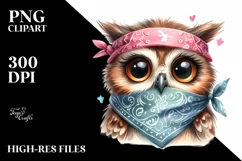 Funny Owl Portrait Bandana Clipart Product Image 3