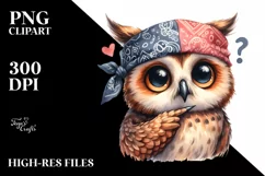 Funny Owl Portrait Bandana Clipart Product Image 3