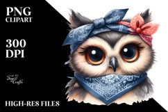 Funny Owl Portrait Bandana Clipart Product Image 1