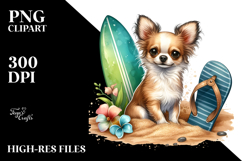 Chihuahua Sitting Sand Surf Slippers |Sublimation |Clipart Product Image 2