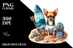 Chihuahua Sitting Sand Surf Slippers |Sublimation |Clipart Product Image 2