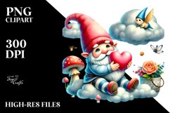 Colorful Gnome Sitting on Cloud Holding a Heart PNG Product Image 2