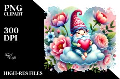Colorful Gnome Sitting on Cloud Holding a Heart PNG Product Image 2