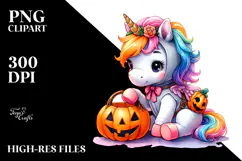 Cute Baby Unicorn Dressed for Halloween PNG Product Image 2