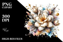 Golden Gardenia Watercolor Splash | Sublimation Clipart Product Image 3