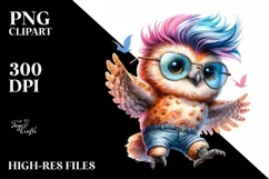 proud Baby Owl Jumping PNG Product Image 1