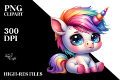 Cute Baby Unicorn with Cool Haircut, PNG Product Image 2