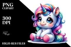 Cute Baby Unicorn with Cool Haircut, PNG Product Image 2