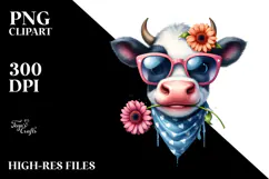Happy Cow with Sunglasses PNG Product Image 2