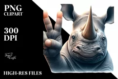 Detailed Rhino Portrait Smiling Victory | Clipart Product Image 1