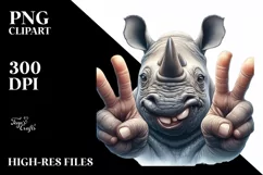Detailed Rhino Portrait Smiling Victory | Clipart Product Image 3