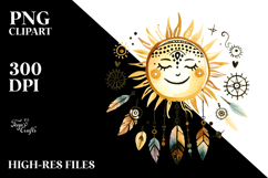 Simple Smiling Boho Sun PNG Product Image 2