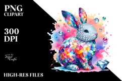 colorful Bunny in Diamonds, PNG Product Image 2