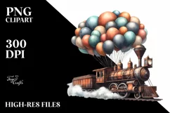 Vintage Rusted Train Watercolor PNG Product Image 3