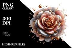 y Golden Watercolor Rose PNG Product Image 2