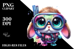 Crazy Bunny with Scuba Suit PNG Product Image 2