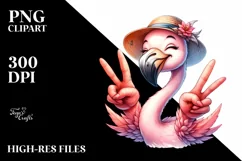 Detailed Flamingo Smiling Victory | Clipart Product Image 3