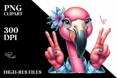 Detailed Flamingo Smiling Victory | Clipart Product Image 1