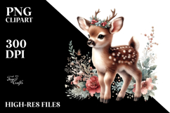 Digital Watercolor Baby Deer, SEO PNG Product Image 2