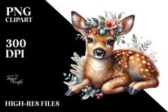 Adorned Baby Deer in Watercolor, Transparent PNG Product Image 2