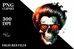 Retro Skull with Hair PNG Product Image 3