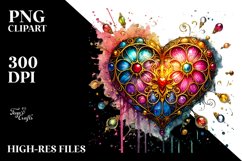 Colorful Heartmade of with Goldern Insertions PNG Product Image 2