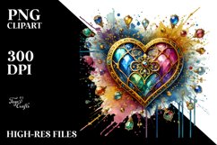 Colorful Heartmade of with Goldern Insertions PNG Product Image 2