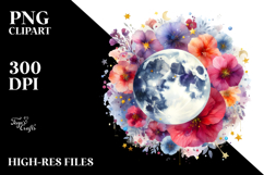 Vibrant Abstract Moon with Flowers and Stars | Sublimation | Product Image 2