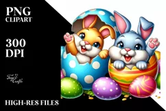 Watercolor Colorful Easter Clipart |T-shirt, Mug, Tumbler Product Image 1