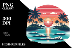 Retro Tropical Beach Waves PNG Product Image 2