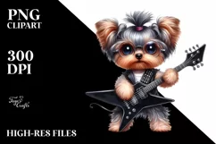 Rock Star Yorkipoo with Big Eyes | Sublimation | Clipart Product Image 1