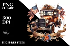 Vintage Rusty Car Ribbons Silk Scarf Clipart Product Image 3