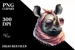 Funny Cute Rhino Portrait Sunglasses Clipart Product Image 1
