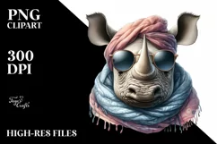 Funny Cute Rhino Portrait Sunglasses Clipart Product Image 3